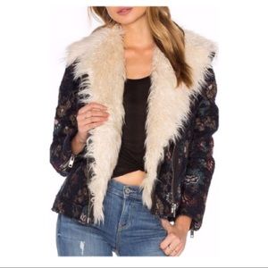 Free People | Jacquard wool Coat Faux Fur
